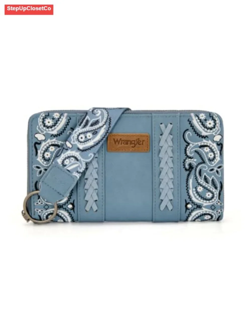 Western Paisley Wristlet Wallet Women PU Leather Zip Around Card Holder Clutch